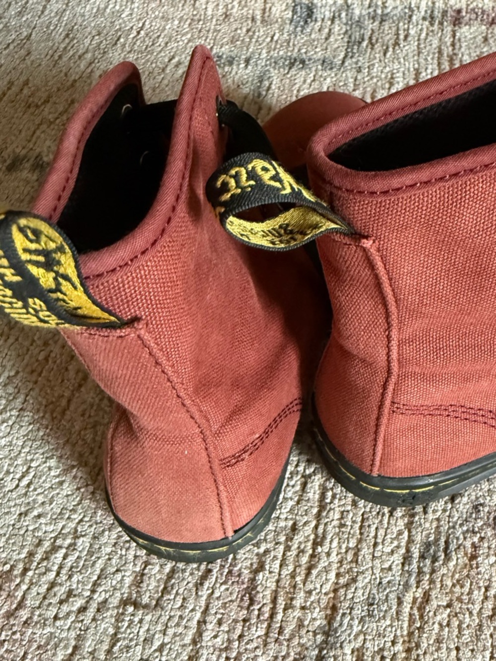 Dr. Martens Shoreditch Canvas Boots Womens 7 Red Lace Up Combat Ankle Docs EU 38 - Picture 5 of 7